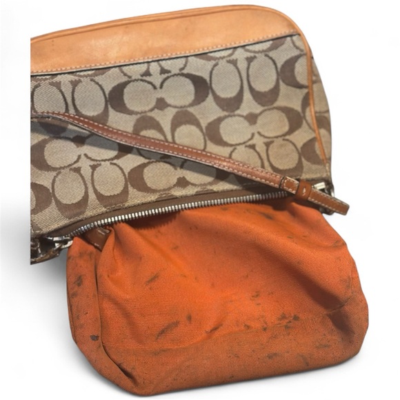 2001 Vintage Coach Tan/ Brown Monogram J1J 6094 Small Demi Baguette - Picture 6 of 10